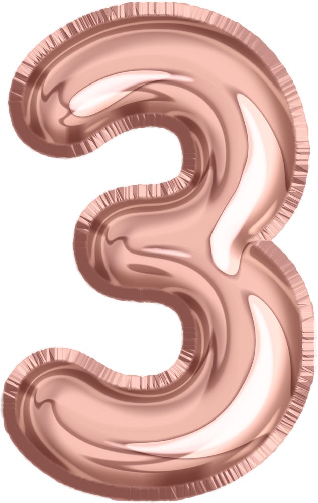 Rose gold balloon number 3