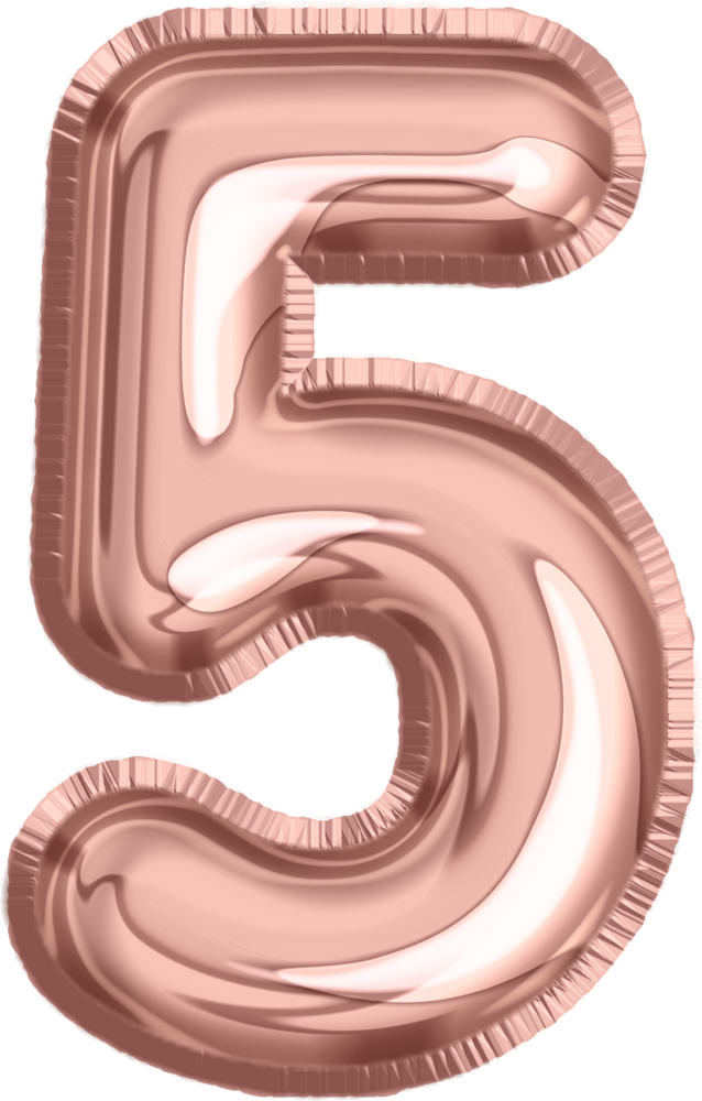 Rose gold balloon number 5