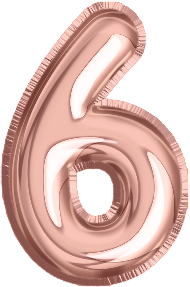 Rose gold balloon number 6