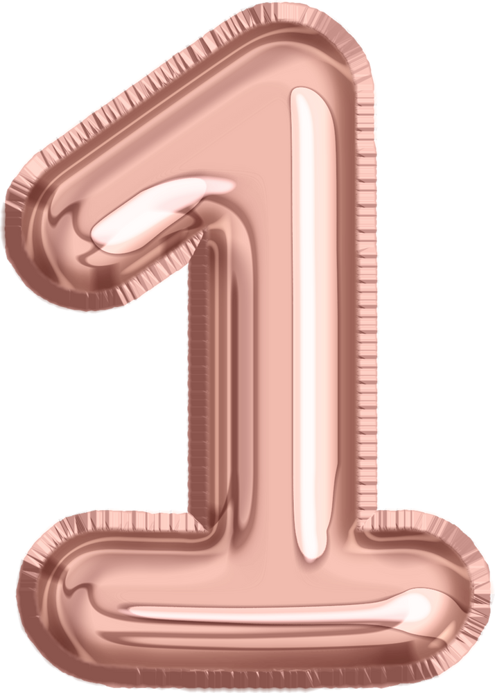 Rose gold balloon number 1