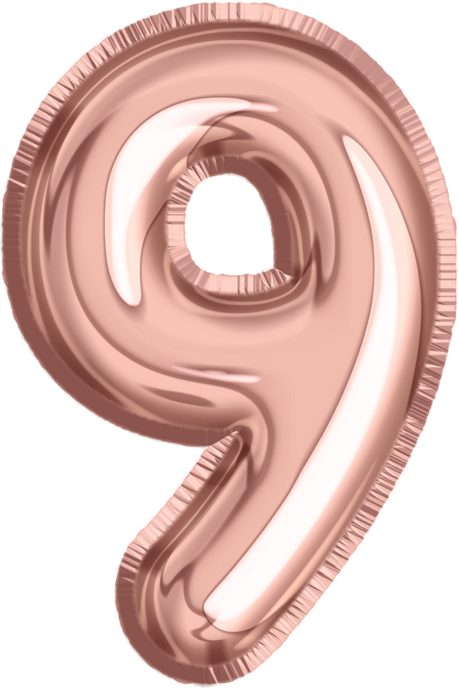 Rose gold balloon number 9