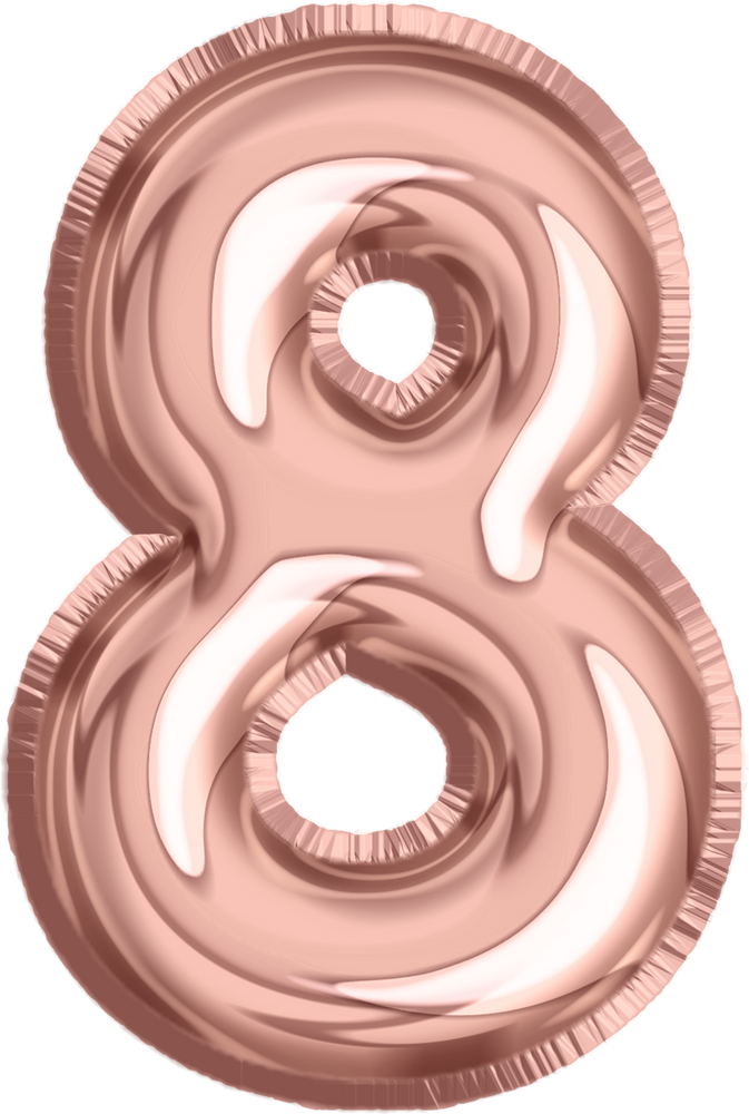 Rose gold balloon number 8
